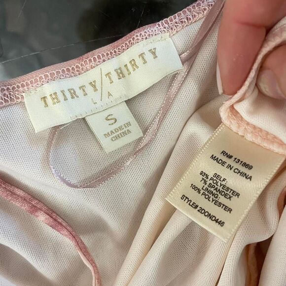 Thirty Thirty Asymmetrical Ruffle Mesh Cami Top Fairy Blouse Pink White Size S - Picture 3 of 7